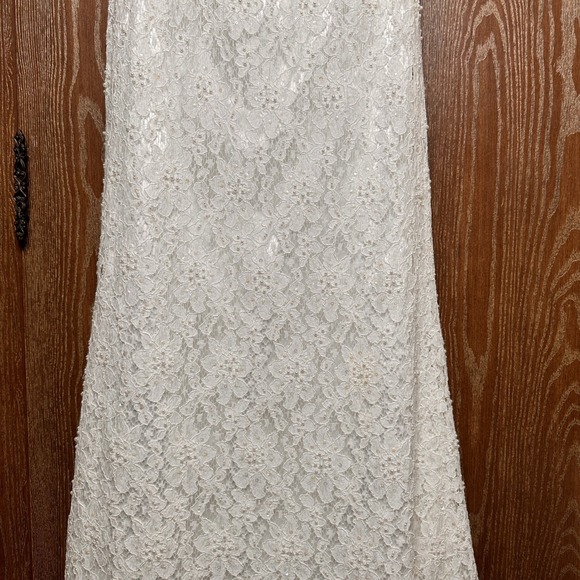 Galina Strapless Ivory Lace Beaded Relaxed Wedding Dress Sz 4 Formal Bridal Gown - Picture 3 of 16